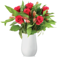 Kytice růží a alstromerií