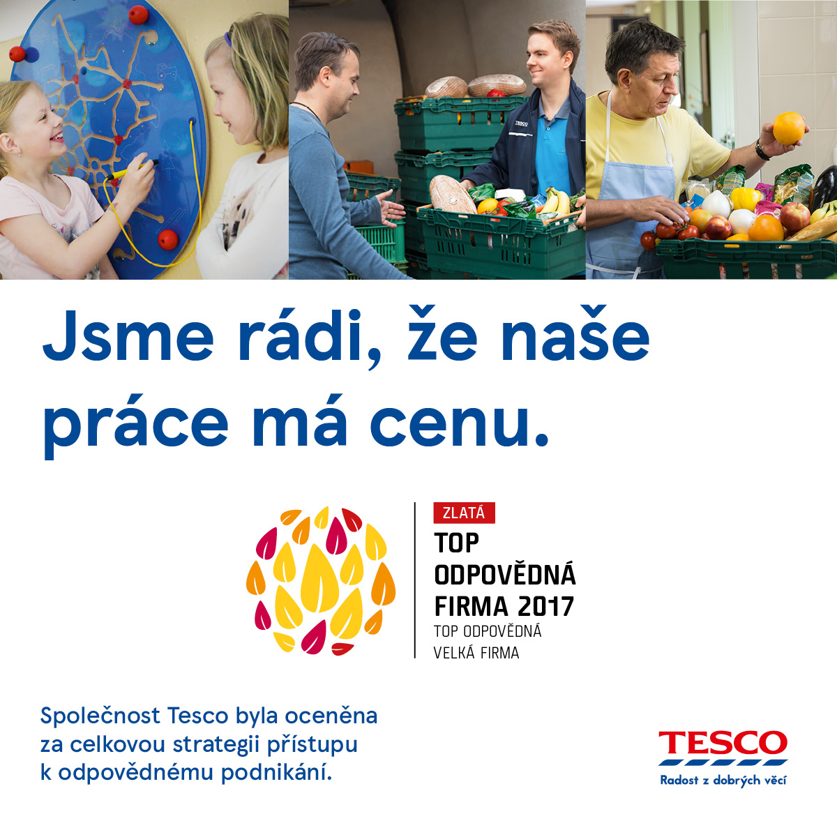 Tesco získalo 3 ocenění v soutěži TOP Odpovědná firma