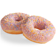 Fialový donut s barevným posypem