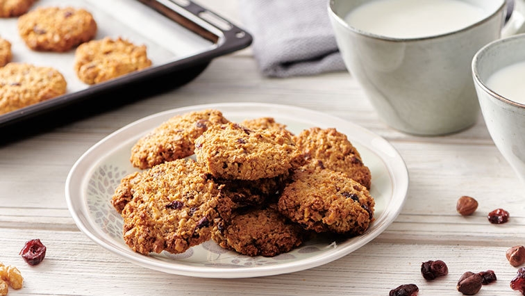 Oříškové cookies se sušenými brusinkami a kokosem