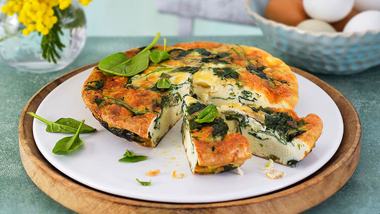 Špenátová frittata s Tesco Free From mozzarellou (bez laktózy)